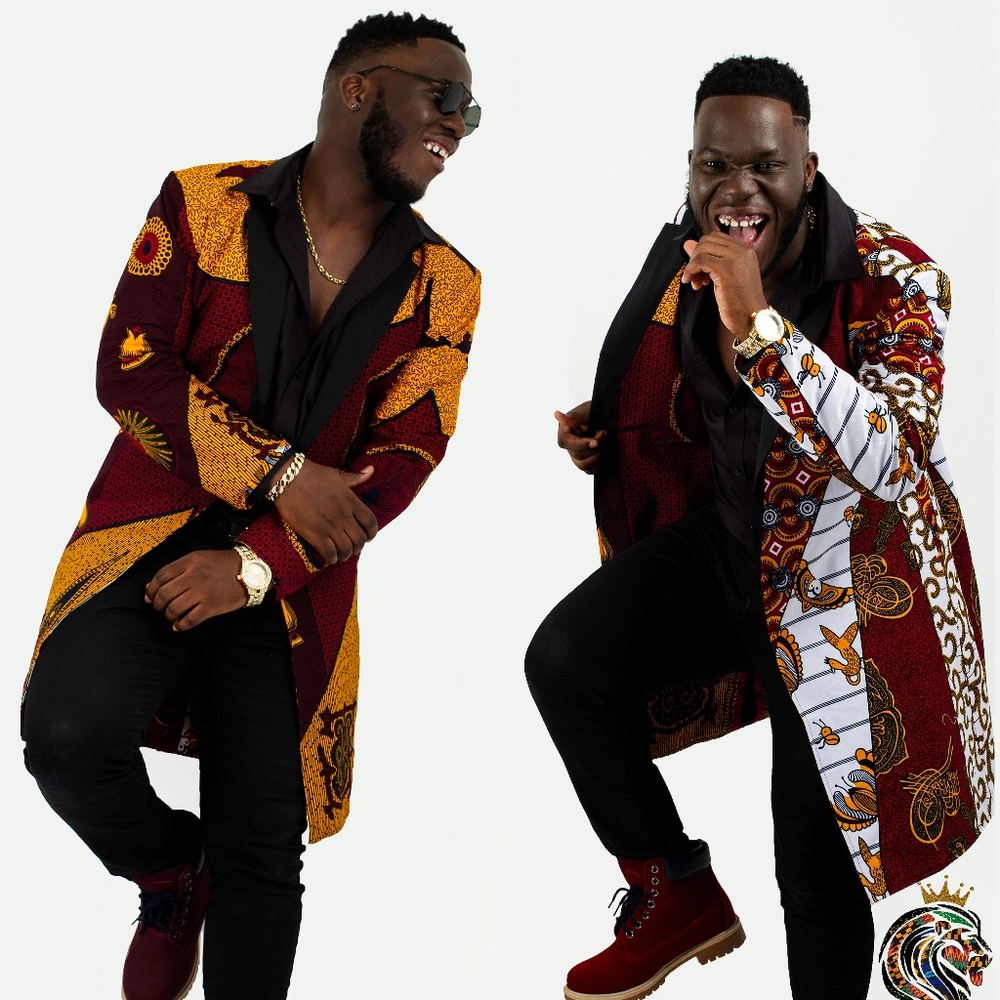 BAD BOY REVERSIBLE ANKARA LONG TRENCH COATS JACKET